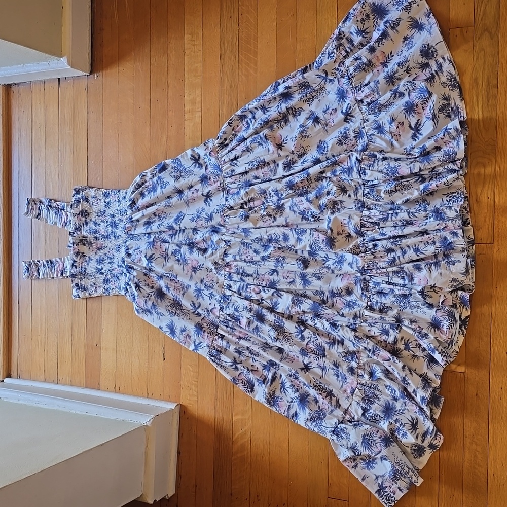Abercrombie & Fitch, Smocked Midi Dress, Island Motif, EUC, Women's SP - Picture 2 of 12